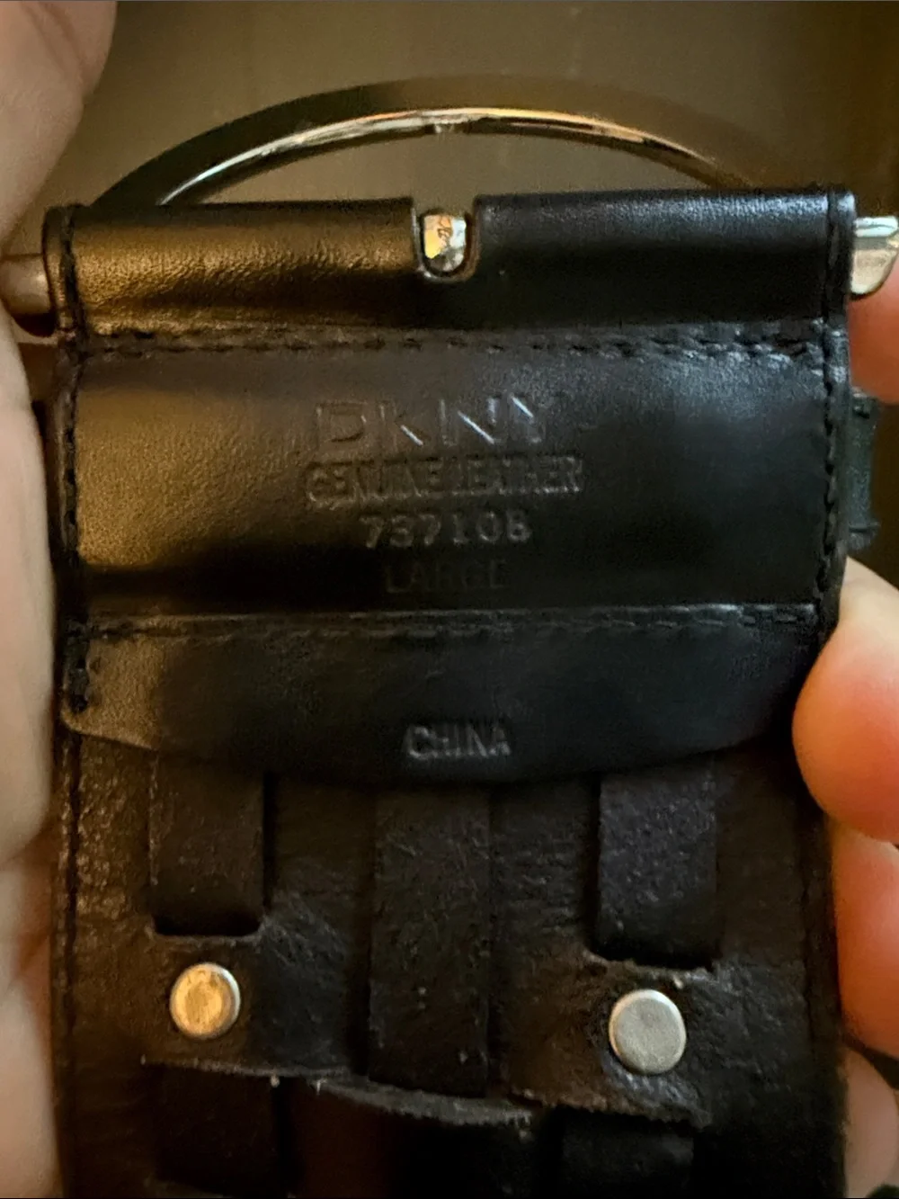 Black Woven Leather Belt with Silver Buckle